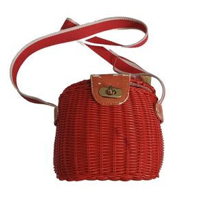 🌟 Host Pick - Maggi B Shoulder Bag Wicker Purse Square Bag Orange 7"L 5"H